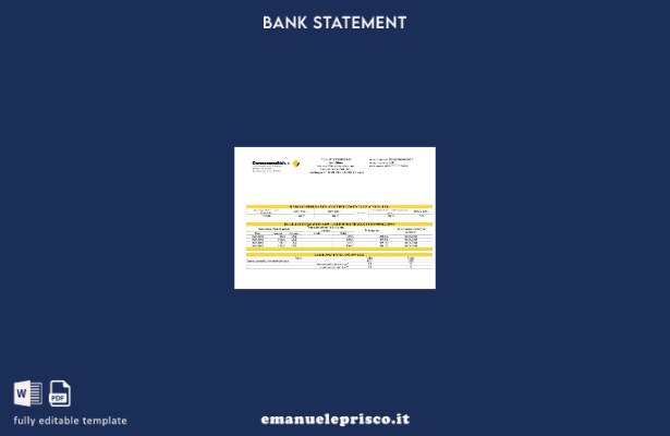 modello di estratto conto bancario con prova dell'indirizzo del conto del Common